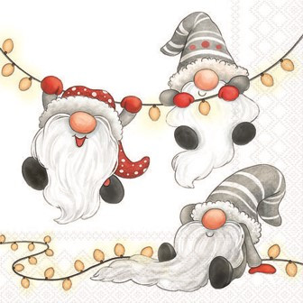 Serviette Gnomes on the light chain white 25x25cm
