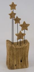Aufsteller mit 5 Sterne Holz natur 11x8x33cm