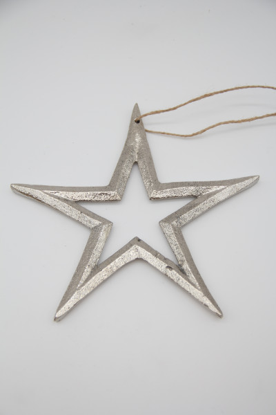 Hänger Stern Aluminium nickel glänzend 17cm