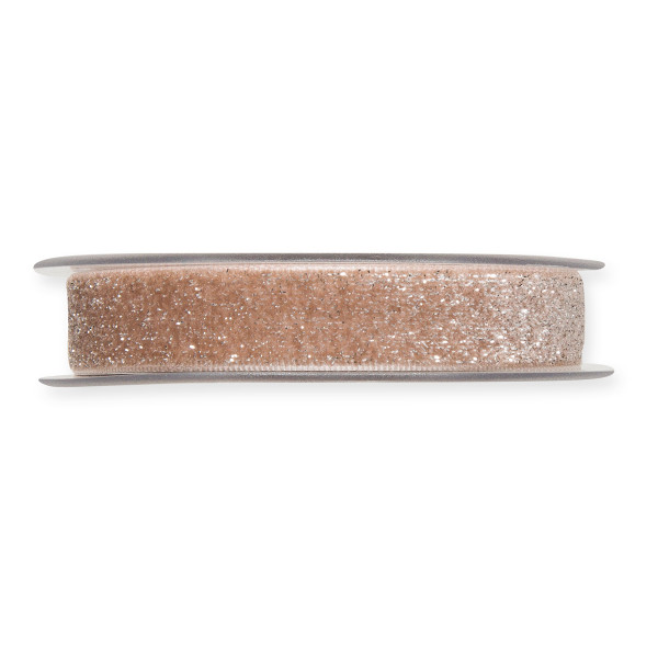 Band Glitzer Samt 16mmx5m beige/silber