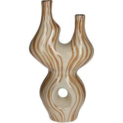 Vase Organisch Steingut braun 21x10x41cm