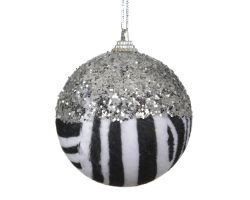 Kugel Zebra Glitter Schaumstoff D8cm