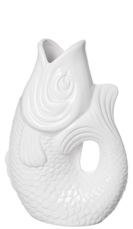 Vase/Karaffe Fisch Steingut weiss 1,2L 16,5x25,2x9,7cm