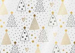 Geschenkpapier 1,5mx70cm Shimmering Trees, gold-weiß Al