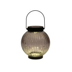 Laterne Solar Glas schwarz 1LED 15x14,5cm