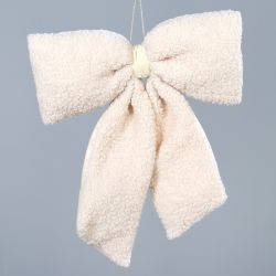 Schleife Teddyfell creme 50cm