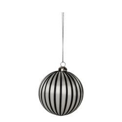 Weihnachtskugel Chinois 8cm, dünne Streifen, schwarz/weiß D8cm