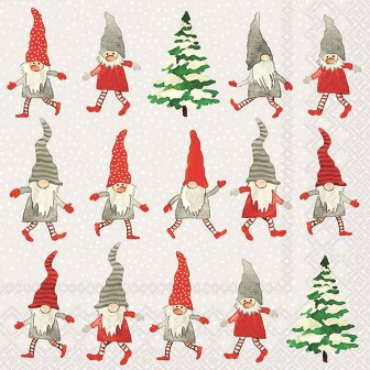 Serviette Dancing gnomes 33x33cm