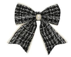 Schleife Tweed schwarz Polyester 3x18x21cm