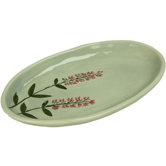 Teller Flower Steingut grau 19,7x12x1,8cm