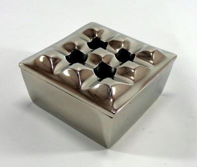 Aschenbecher Alu rechteckig silber 8x8x4cm
