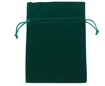 Samt-Säckchen dkl.gruen 100mm 12Stück