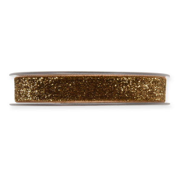 Band Glitzer Samt 16mmx5m braun/gold