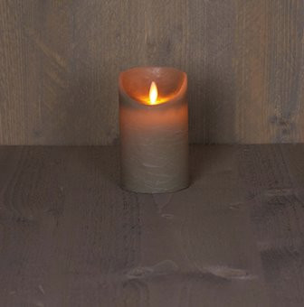 LED Stumpenkerze Rustikal Wachs taupe 12.5x7.5cm