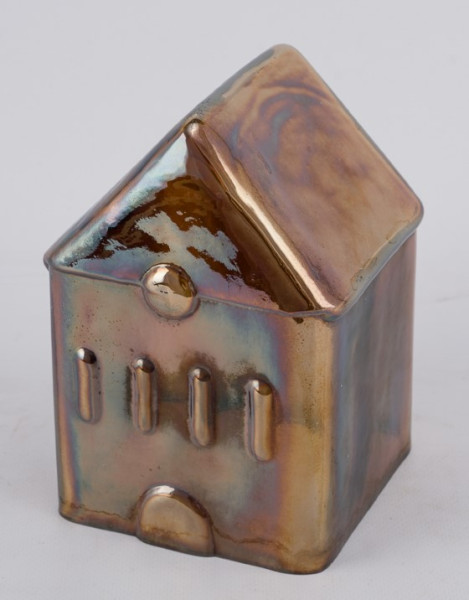 Haus Glas amber 11x10,5x16,5cm