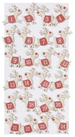Adventszahlen 1-24 Elch ca. 5cm