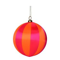 Weihnachtskugel Chinois 12cm, Streifen, orange/fuchsia D12cm