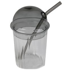 Becher Glas grau 10x10x20cm