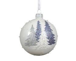 Kugel Tannenbaum weiß Glas D8cm