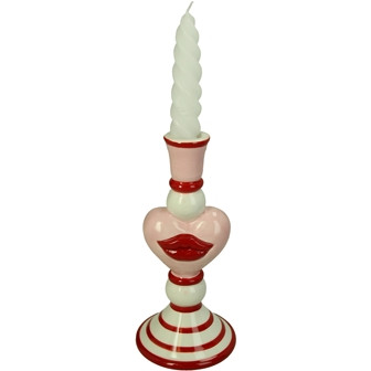 Kerzenständer Steingut pink 9,5x9,5x19,8cm