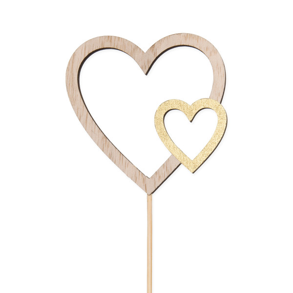 Stecker Holz Herzen Fb.311 natur/gold