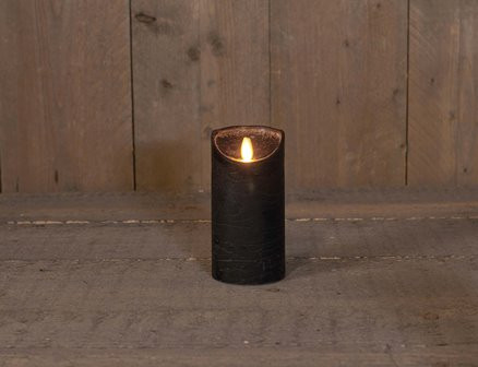 LED Kerze schwarz Wachs Rustikal schwarz 7,5x15cm