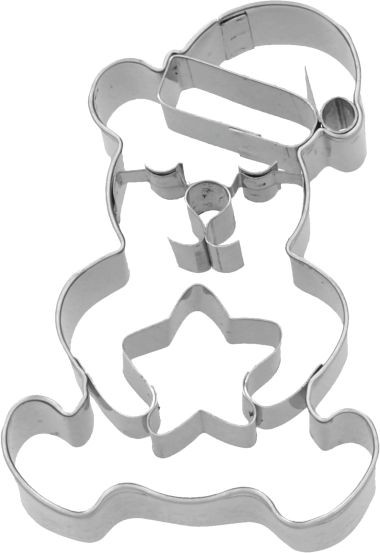 Ausstechformen Weihnachtsteddy 7cm Edelstahl, mit Innenprägung PG grün