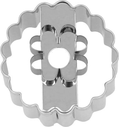 Ausstechform Linzer Kleeblatt5cm Edehlstahl doppelseitig nutzbar PG blau