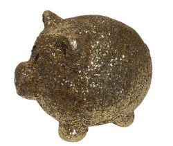 Glitzerschwein gold beglittert H4,5 L6cm