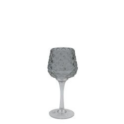 Teelichthalter PINE GLOW STEM S Glas grau 19x8,3cm