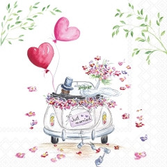 Serviette Wedding car 33x33cm