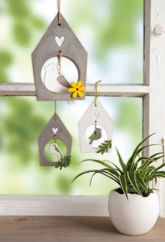 Gießform Silikon Vogelhaus + Vogel 14,5x26x2cm 2 Formen Box 1Stück