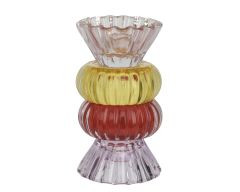 Kerzenhalter Glas gelb 8,6x15,5cm