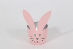 Windlicht Hase rosa,silber 10x10x18,5cm