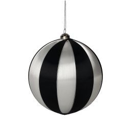 Weihnachtskugel Chinois 12cm, Streifen, schwarz/weiß D12cm