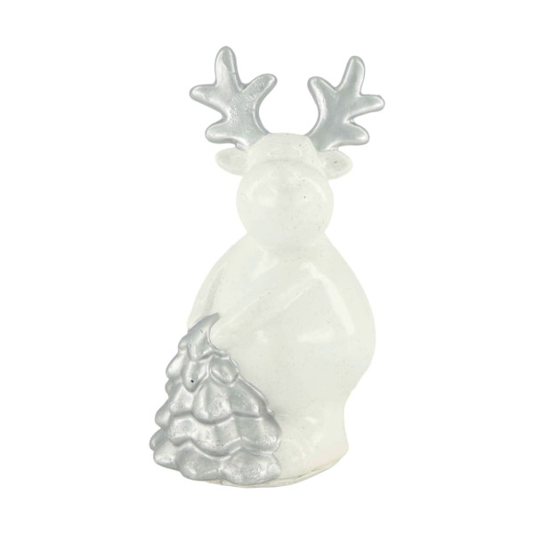 Hirsch Polyresin silber 7x5x13cm