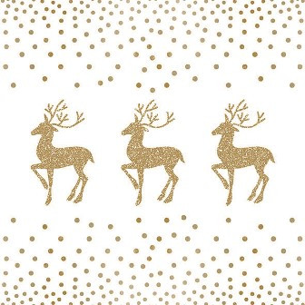 Serviette Deer and dots white/gold 33x33cm