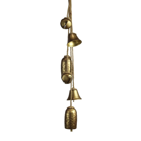 Girlande Glocken Metall antik gold 16x12x80cm