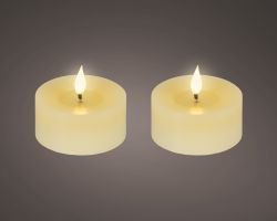 LED Teelicht creme 6x7,5cm 2er Set
