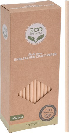 Trinkhalm Papier natur 100 Stück 19cm