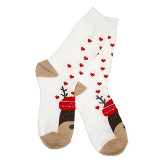 Socken Weihnachten elch/herzen