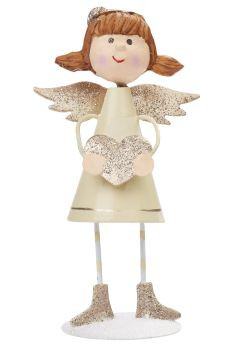 Engel creme-gold stehend mit Herz,ca. 10,5cm