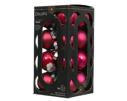 Kugeln Glas festive pink mix 16St. 3.5cm
