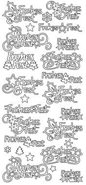 Sticker Konturen Frohes Fest silber