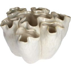 Vase Organisch Steingut weiß 31,5x30x18,5cm