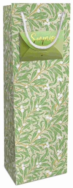 Tasche 12x36x10 mit Geldbrief Kraftpapier Christmas Leaves