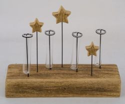 Holzaufsteller m. 3 Sterne 4 Gläser natur 30x9x24cm