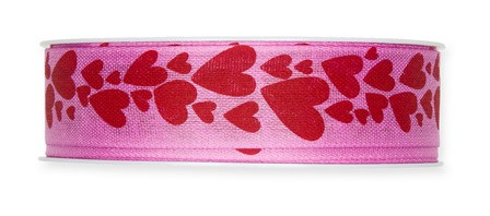 Band Herzen 25mmx18m rose pink/rot