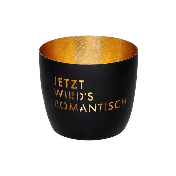 Windlicht Eisen schwarz/gold H8,5cm, D10cm