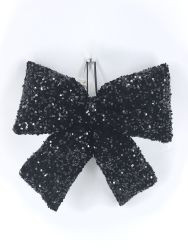 Schleife Pailetten schwarz 40cm